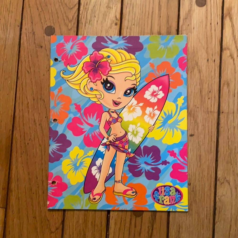 Early 2000’s Lisa frank surfer girl folder